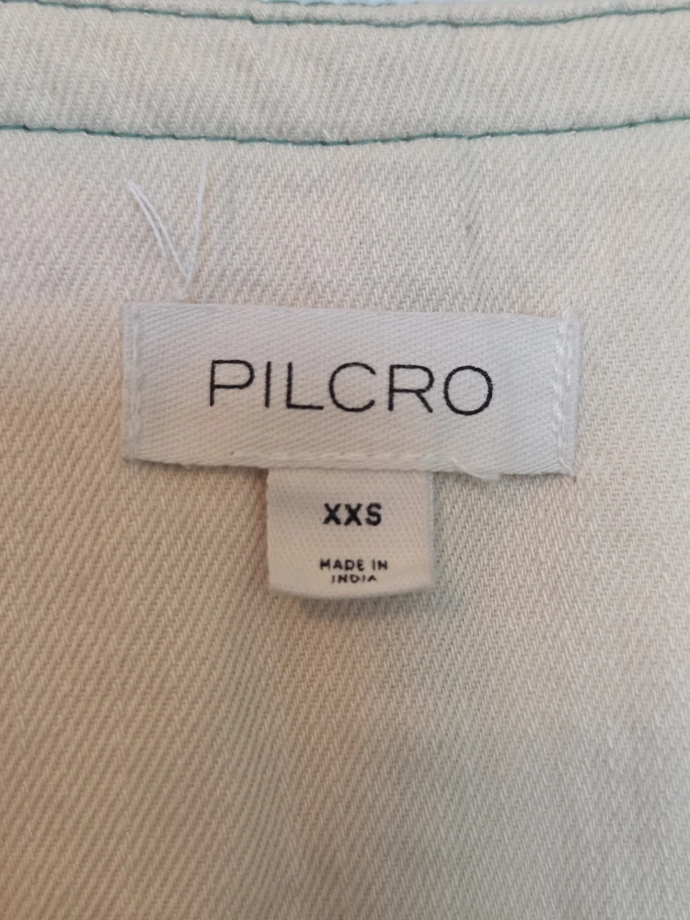 Pilcro / Anthropolige Cream A-Line Sleeveless Dress with Green Trim - Picture 2 of 6